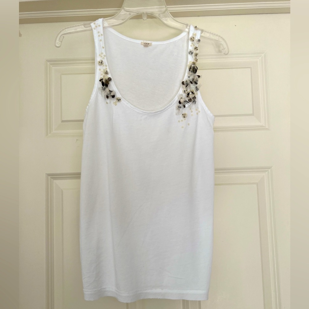 JCrew tissue tank tee with sequins and beads